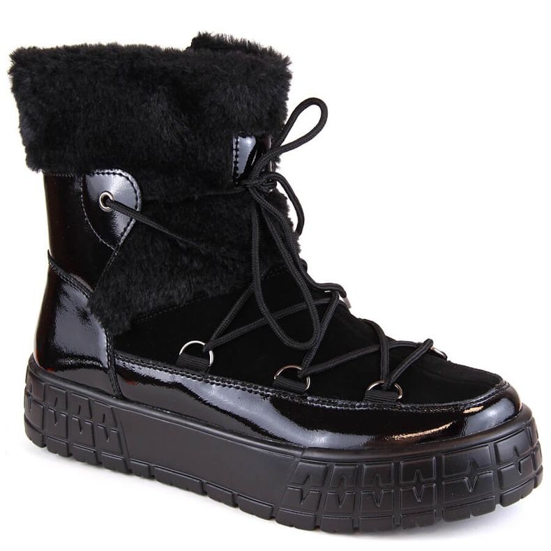 Filippo women's snow boots with fur, black lacquered fur 1 Filippo women's snow boots with fur, black lacquered fur 1