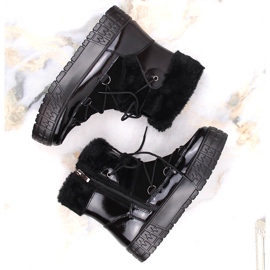 Filippo women's snow boots with fur, black lacquered fur 2 Filippo women's snow boots with fur, black lacquered fur 2