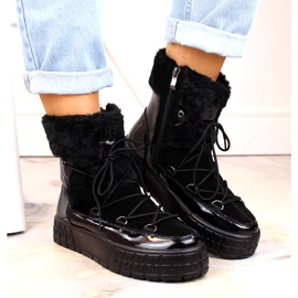 Filippo women's snow boots with fur, black lacquered fur 3 Filippo women's snow boots with fur, black lacquered fur 3