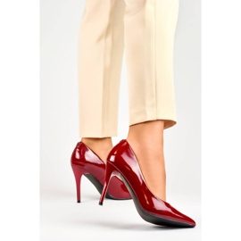 Red patent pointed-toe pumps GD-FL59R 1