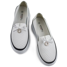 Goodin Women's leather openwork shoes with a thick sole, white GD-XF-103W 1