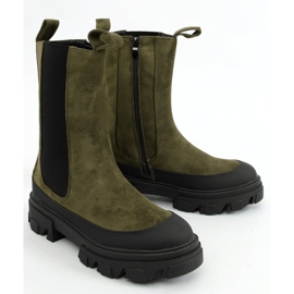 High Chelsea boots, insulated, green 1