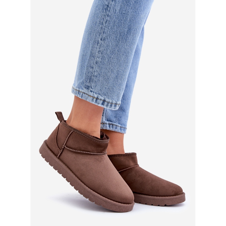 Brown Eco Suede Low Snow Boots 1 Brown Eco Suede Low Snow Boots 1