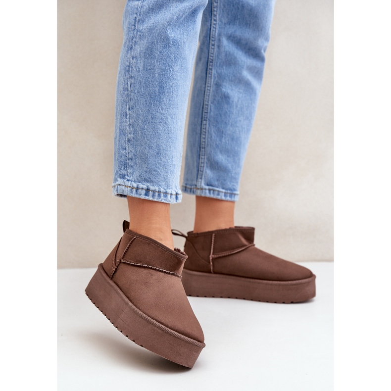 Brown Low Platform Snow Boots 2