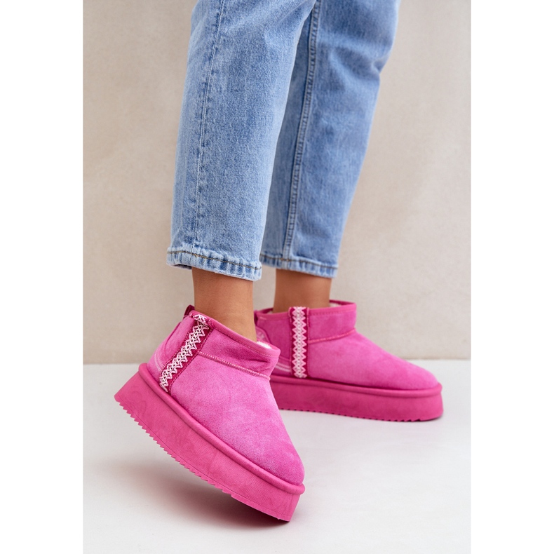 Pink Platform Snow Boots With Pattern 2