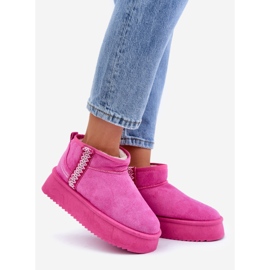 Pink Platform Snow Boots With Pattern 1