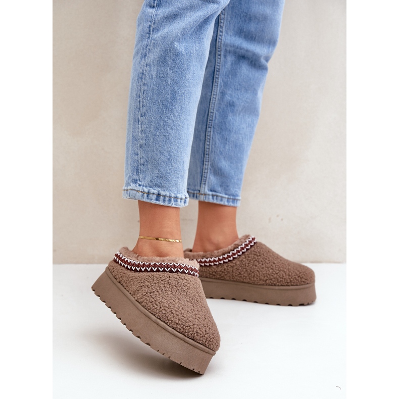 Brown Sheepskin Platform Snow Boots With Fur 2