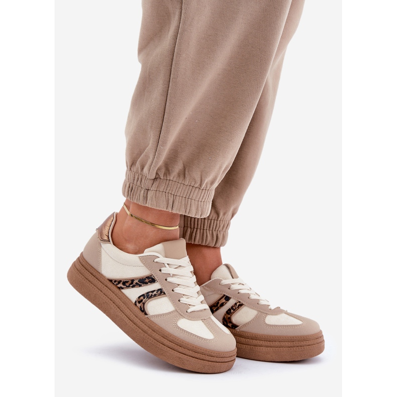 Women's Platform Sneakers, Beige 1