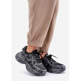 Women's Sneakers with Distresses on the Platform, Black 1