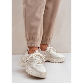 Beige Women's Sneakers with Abrasions on the Platform 2