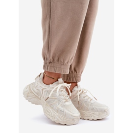 Beige Women's Sneakers with Abrasions on the Platform 1