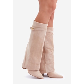Women's Over-the-Knee High Heel Boots, light beige 1