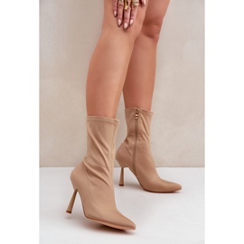 Dark beige fabric ankle boots 2