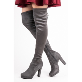 Vices Dark gray suede thigh boots grey 1