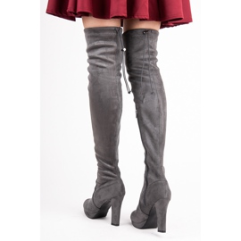 Vices Dark gray suede thigh boots grey 2