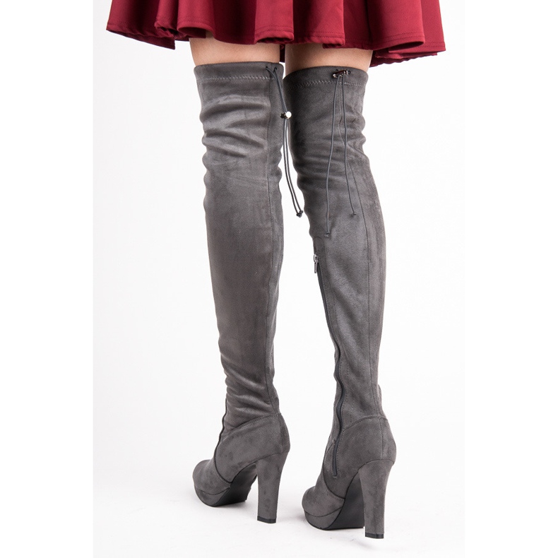 Vices Dark gray suede thigh boots grey 2