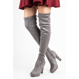 Vices Gray suede thigh boots grey 1