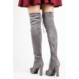 Vices Gray suede thigh boots grey 2