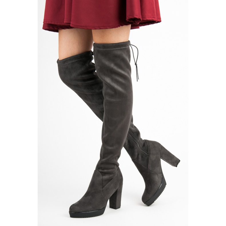 Vices Suede thigh boots grey 1