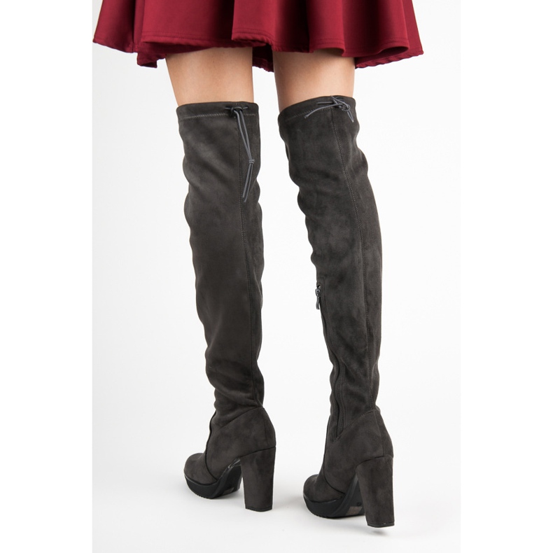 Vices Suede thigh boots grey 2