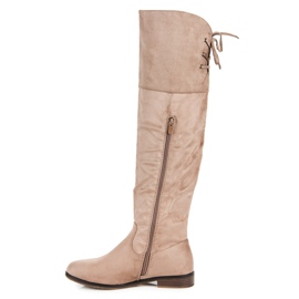 Juliet Beige boots with a binding 2