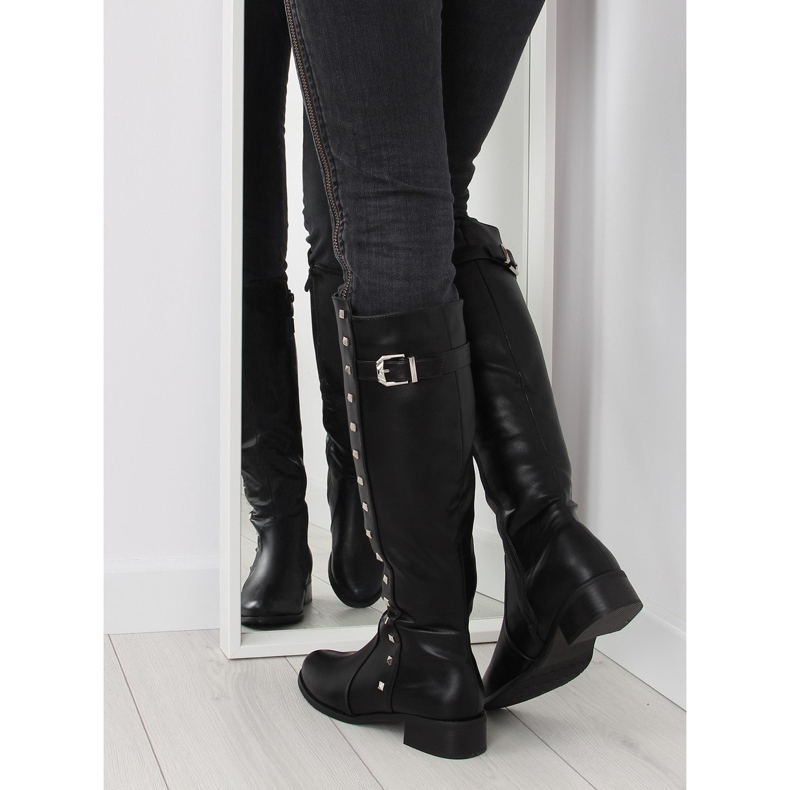 Riding boots with studs black PE115P black 1