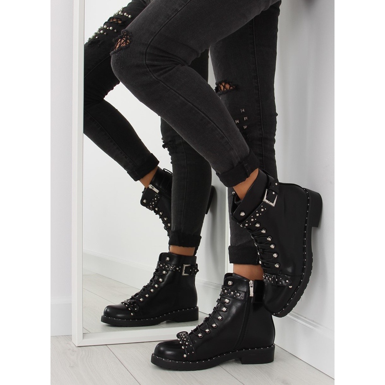 Black boots with studs ae82p black copper 2