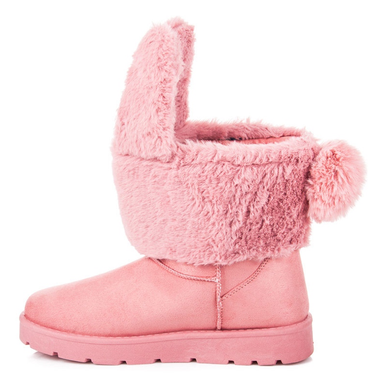Snow boots with detachable ears and a pompom pink 1