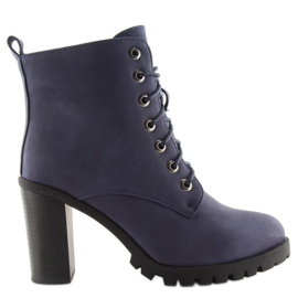 Navy blue high-heeled boots W331 blue 2