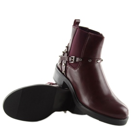 Maroon wine women's boots with studs red 1