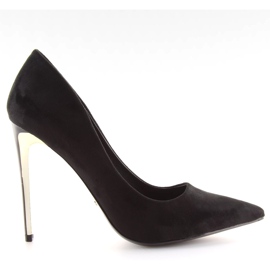 Suede LE-08 Black gold heel 2