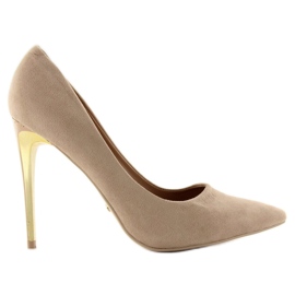 Suede high heels LE-08 Beige 1