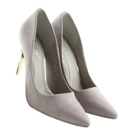 Suede gold heel LE-08 Gray grey 1