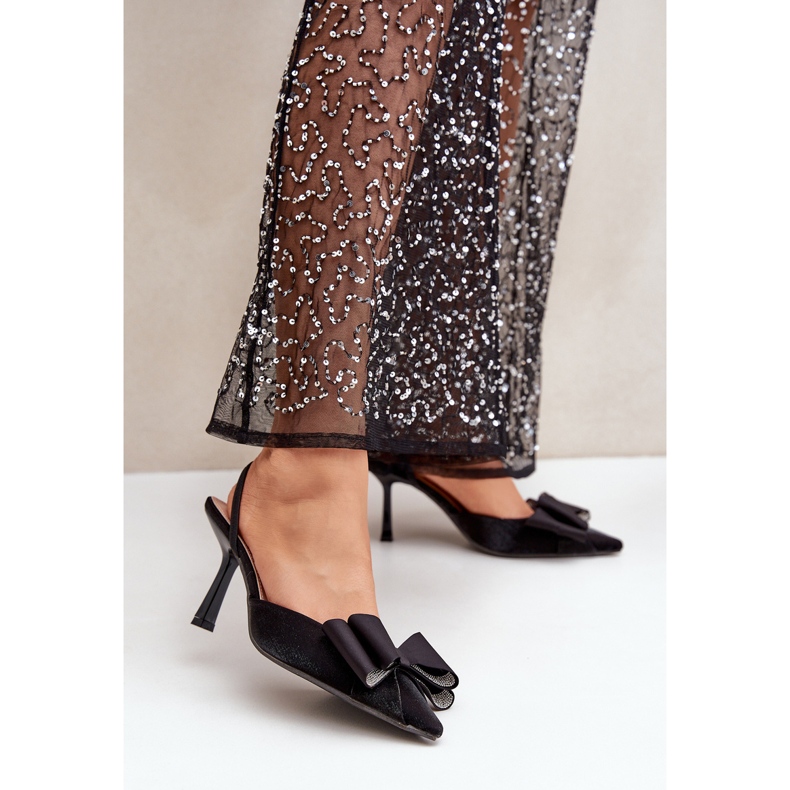 Black fabric high heels with a bow 2 Black fabric high heels with a bow 2