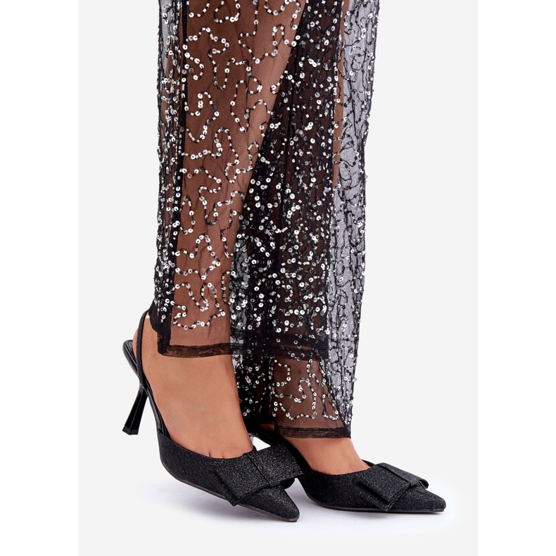 Shiny Black High Heels With a Bow 1 Shiny Black High Heels With a Bow 1