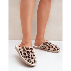 Leopard Women's Fur Slippers Inblu EK000008 Beige 2