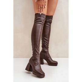 Fitted Over-the-Knee Boots, Dark Brown 2
