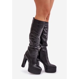 High Heel and Platform Boots Made of Eco Leather, Black 1