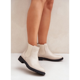 Women's Chelsea boots on a flat heel, beige 2