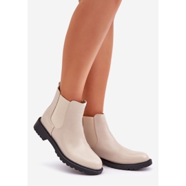 Women's Chelsea boots on a flat heel, beige 1