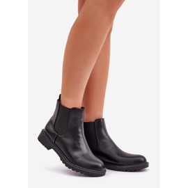 Women's Chelsea boots with a flat heel, black 1 Women's Chelsea boots with a flat heel, black 1