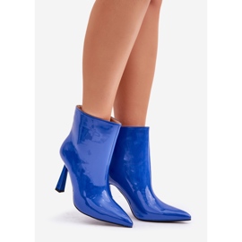 Blue patent slip-on ankle boots 1