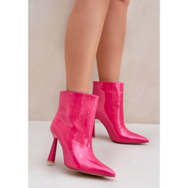 Patent high-heeled slip-on ankle boots, Fuchsia pink 2