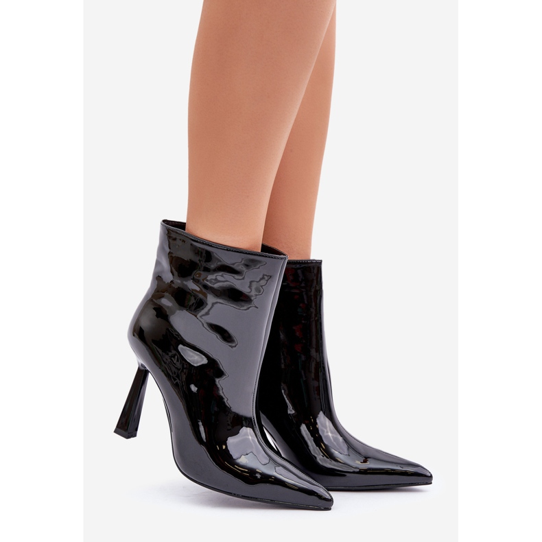 Black Patent Slip-On Ankle Boots 1