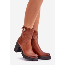Insulated ankle boots with a buckle, brown 1
