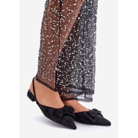 Black Lotiara ballet flats with pointed toes and a bow 1