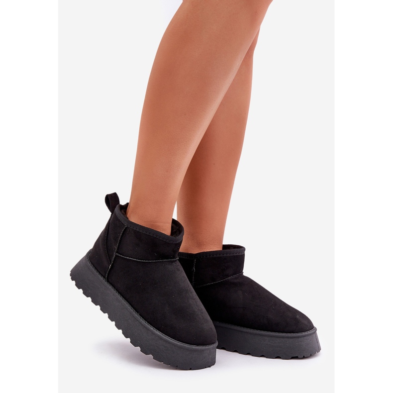 Black Eco Suede Platform Snow Boots 1