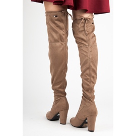 Groto Gogo Slip-on suede thigh boots brown 1