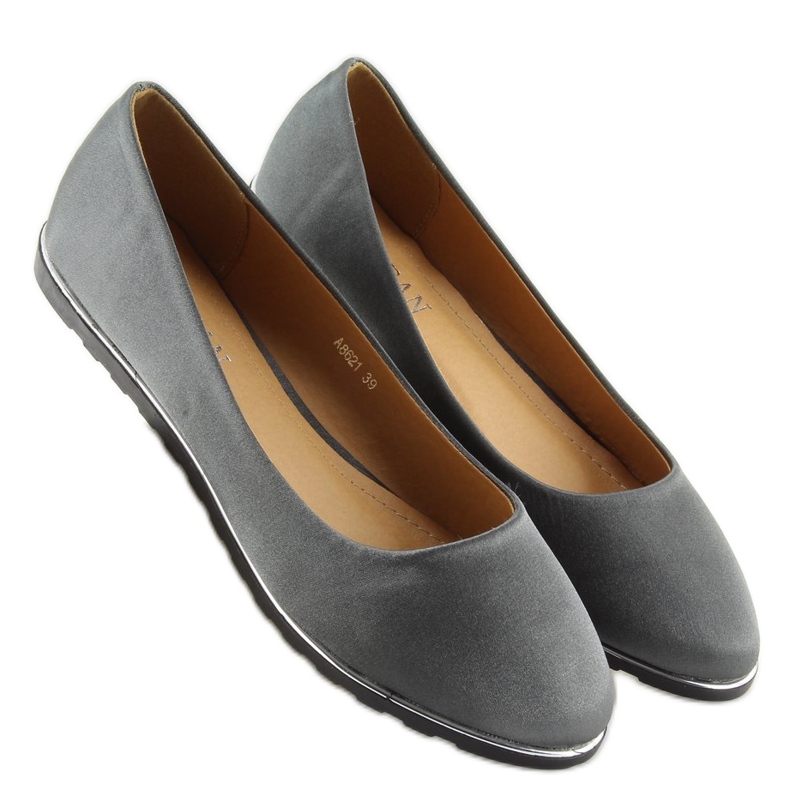 Gray satin ballerinas A8621 gray grey 1