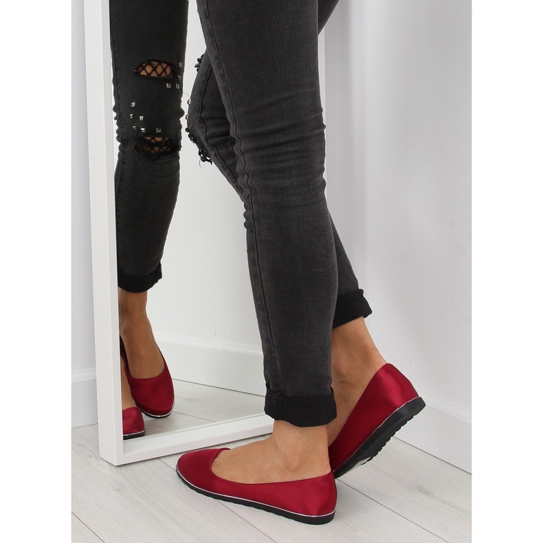 Satin burgundy ballerinas A8621 red 2